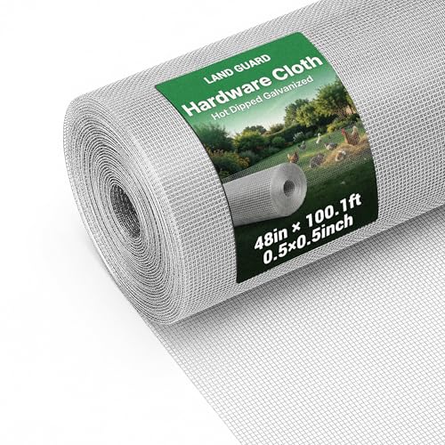 Land Guard Hardware Cloth 1/2 Inch 48inx100.1ft 19 Gauge Square Chicken Wire Fence Mesh Roll Raised Garden Bed Plant Supports Poultry Netting Cage Snake Fence… - size: 1/2inch 48inch×100.1ft