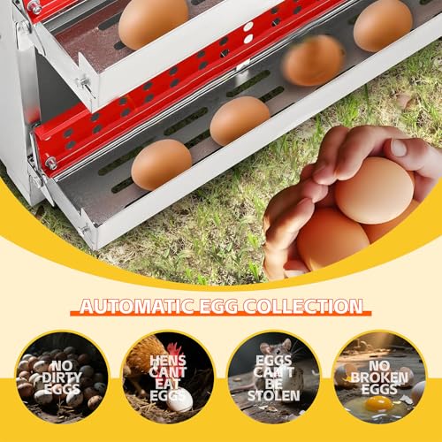6-Compartment Roll Away Chicken Nesting Box for Hens, 32.6 Inch | Metal build, Egg collection tray, Perch, Protective lid, Wall mount, Freestanding setup, Ducks, Backyard coop, Barn supply - size: 32.6"L x 16.9"W x 24.4"H