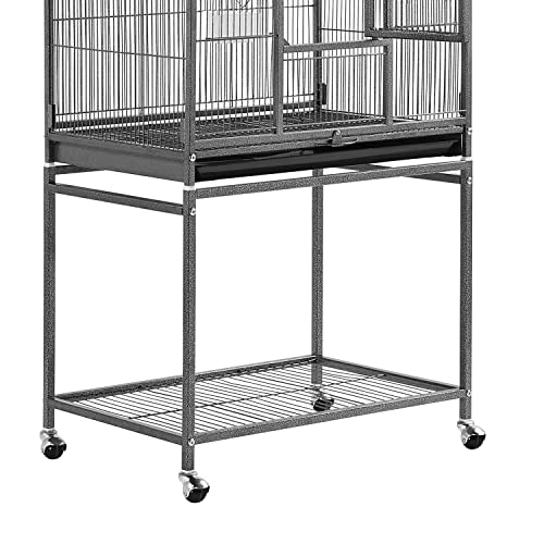 Topeakmart 53.7-inch Bird Cage with Stand Wrought Iron Construction Bird Cage for Parrots Cockatiels Conures Parakeets Budgies Finches Birdcage - color: Hammertone Black