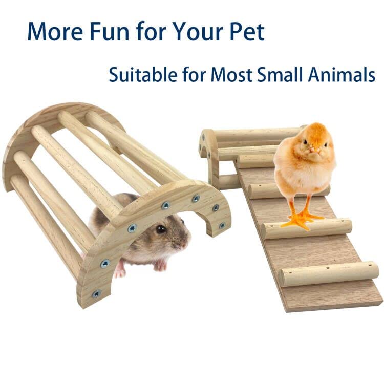 Chicken Perch Roosting Bar Jungle Gym Wooden Arch Bridge Platform Stand Ladder 3in1 Climbing Ramp Toys for Chick Hamsters Gerbils Mice Rodent and Small Animals