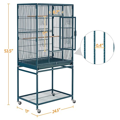 Topeakmart 54'' H Large Bird Cage Parrot Cage w/Stand Bird Cage for Conures Parakeets Cockatiels Canary Budgies Quaker Lovebird, Navy Blue - color: Navy Blue