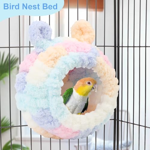 Wontee Bird Nest Bed Breeding House Winter Warm Snuggle Hut for Budgies Parakeets Cockatiels Lovebirds Canaries (Multi-Colored) - color: Multi-Colored
