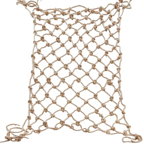 Jute Hemp Rope Net (4ftx8ft), Heavy Duty Natural Climbing Safety Rope Netting Balcony Stairs Fence Garden Playground Protection Net Indoor & Outdoor Decor Rope Net - size: 4ftx8ft