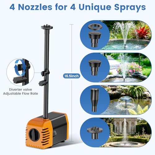 35W Solar Fountain Outdoor Pump, 280GPH Solar Pond Pump with Foldable Solar Panel, Adjustable Flow Solar Water Pump with PVC Tubing for Ponds, Garden, Waterfall, Hydroponics, Pool Used - size: 35W