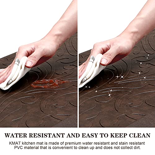 KMAT 2PCS Kitchen Mat Cushioned Anti-Fatigue Comfort Standing Mat Rug | Waterproof Non-Slip Ergonomic Comfort Rug Home,Office,Sink,Laundry,Desk 17.3"x28"+17.3"x60",Brown - color: Brown, size: 1'5" x 5' +1'5" x 2'4" (Rectangular)