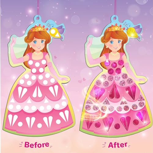 Imagimake Mirror Mosaic - Princess & Unicorn, 10 Templates, 950+ Stickers | Mess-Free Craft Activity, Screen-Free Creative Play, DIY Art Kit for Kids, Birthday Gift for Girls Ages 3,4,5,6,7 Years Old - style: 1. Princess & Unicorn