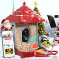 Smart Bird Feeder with Camera, Solar Panel & 5200mAh Battery, 4K HD Video, AI Identification, Instant Arrival Alerts & Alarm, IP65 Weatherproof, 32GB Card, 2L Capacity, for Bird Lover - color: Red