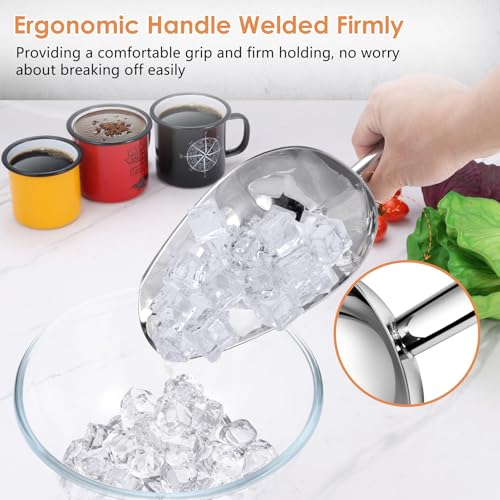 TeamFar Ice Scoop, 24oz Stainless Steel Big Large Food Scoop | for Candy Popcorn Flour, for Kitchen Dispenser Buffet Jars, Healthy & Sturdy, Easy Clean & Dishwasher Safe - size: 24 oz