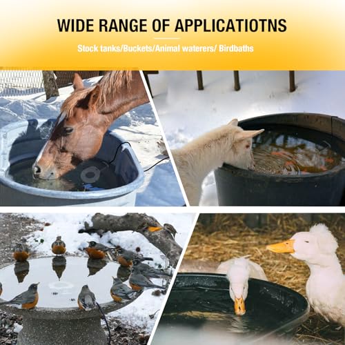 250W Chicken Water Heater,Submersible Bucket Heater Deicer for Poultry | Prevents frozen water in winter,Freeze-Proof Poultry Waterer,for Bird Bath,Chicken Waterer,Cat Waterer, Dog Waterer - size: 250Watt