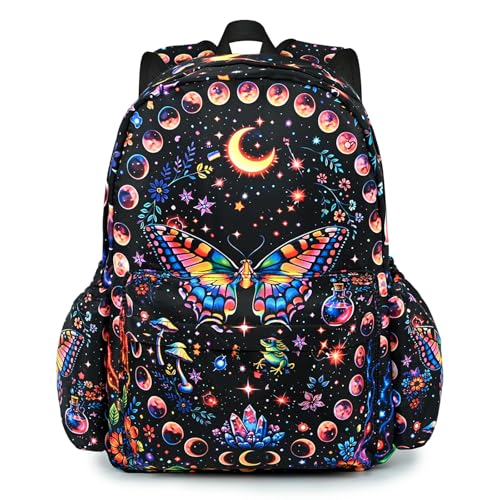 Butterfly Kids Backpack School Backpack Teens Bookbag for Girls Boys Hiking Camping Travel Sports - color: Butterfly
