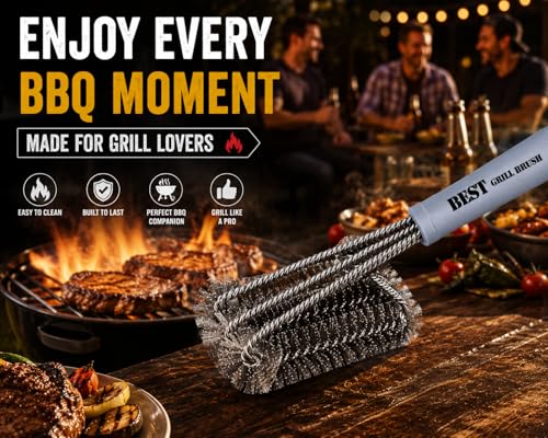 Best BBQ Grill Brush Stainless Steel 18" Barbecue Cleaning Brush w/Wire Bristles & Soft Comfortable Handle - Perfect Cleaner & Scraper for Grill Cooking Grates