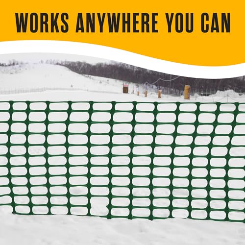 Fencing, Temporary Fence, Snow Fence, Chicken, 10.55 lb/roll, 4x100' Feet | Houseables Green Plastic Fencing, Deer Netting, Plastic Mesh Roll, Safety Netting, Construction, Yard, Garden, Dogs, Backyard - color: Green
