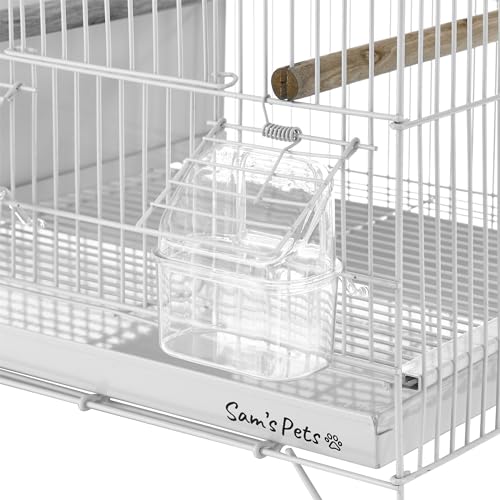 Sam's Pets Willow 24" Bird Cage, White | Premium Iron, Spacious, Easy-to-Clean, 4-6 Birds, Ideal for Cockatiels, Parrots, Budgies - color: White