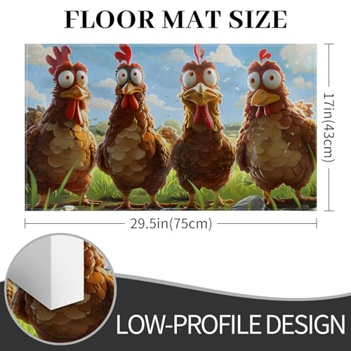Funny Chicken Doormat 17x29.5 Inch, Cute Cartoon Farm Animal Indoor Door Mat, Hen Coop Non-Slip Welcome Rug Gifts for Living Room, Kitchen, Bedroom,Farmhouse Decor - color: Funny Chicken