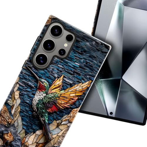 Compatible with Samsung Galaxy S24 Ultra Case,Glossy Case All-Round Protection Shockproof Anti-Scratches TPU Cover,Cases for Man Woman-Hummingbird Stained Glass - color: Hummingbird Stained Glass, size: Galaxy S24 Ultra