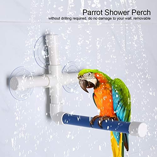 Parrot Bath Perches Standing with Suction Cup, Parrot Bath Stands Shower Perch Toy for Bird Parrot Macaw Cockatoo African Greys Budgies Parakeet