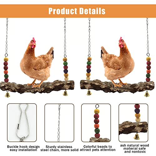 Chicken Bird Swing,Chicken Perch,Natural Wooden Swing Toys,Wood Stand for Chick,Safe and Relief of Stress,Chicken Coop Accessories,Coop Swing for Chicken Bird,Parrot,Hens (2pcs) - color: 2pcs