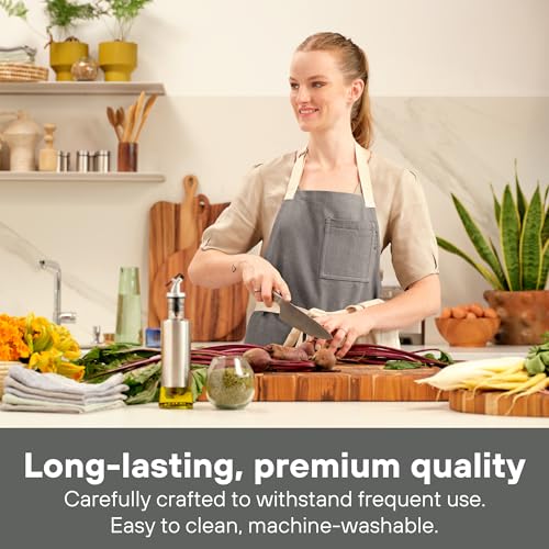 Chef Aprons for Women with Pockets, Adjustable Bib Aprons for Cooking - color: Charcoal