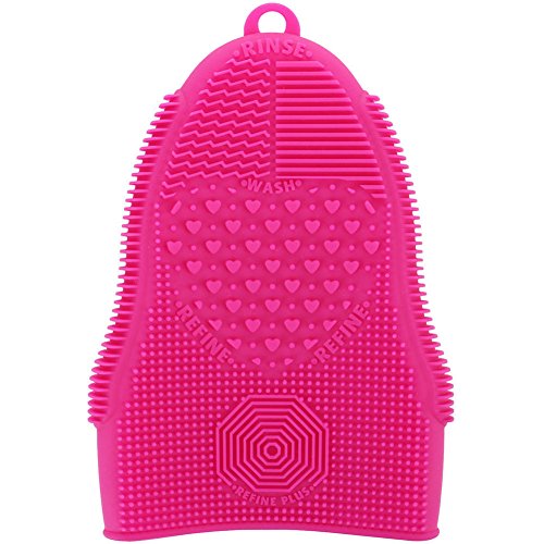ScivoKaval Makeup Brush Cleaner Glove Mat Mitt Silicone Cosmetic Cleaning Scrubber Tool Face Brushes and Eye Brush Washing Pad Pink (Rose Red) - color: Pink (Rose Red)