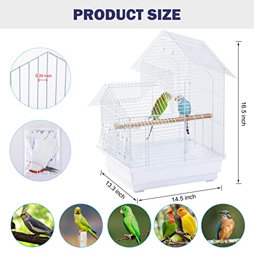 Small Bird Cage, Lightweight Hanging Travel Cage with Removable Tray | Easy to carry and clean, ideal for temporary housing, camping and vet visits with parakeets, canaries, lovebirds and finches. - size: 14.5"L x 13.3"W x 16.5"H