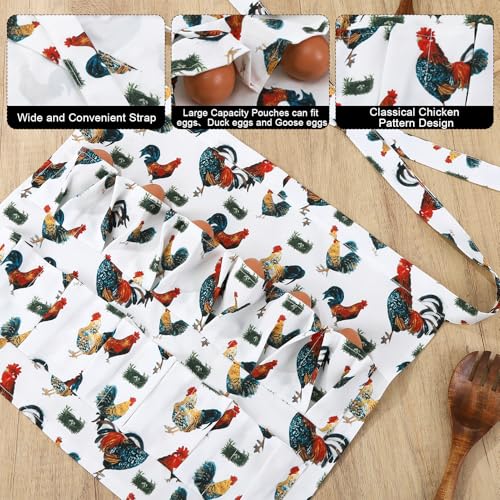Egg Collecting Apron, 12 Pouches Chicken Egg Apron | Farmhouse Aprons for Chicken, Duck, Goose, Poultry Collection - color: Grass-nest Chicken, size: 49*52cm