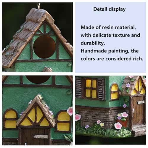 Outdoor Hanging Bird Nests, Hummingbird Houses, Garden Tree Decorations, Resin Ornaments (Green) - style: Green