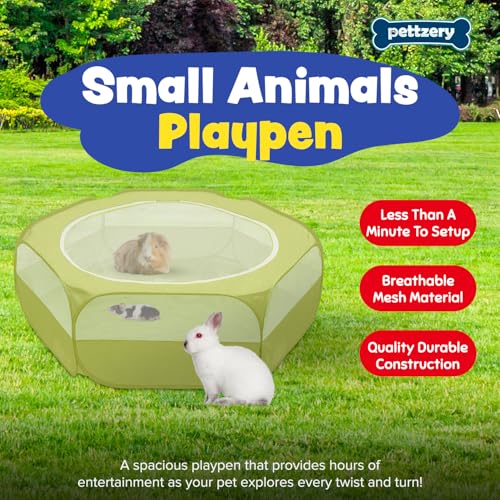 Small Animal Playpen with Zippered Top, Portable Waterproof Pet Cage (47"x23") for Kitten, Bunny, Guinea Pig, Hamster, Chicken Brooder, Indoor & Outdoor Exercise Pen, Foldable Design - color: Green