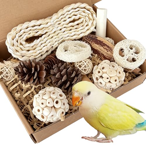 Natural Bird Toys Rattan Bird Foraging Box Parrot Shredding Toys Conure Chewing Toys for Cockatiel Lovebird Parakeet Budgie and Small to Medium Birds (Medium) - size: Medium