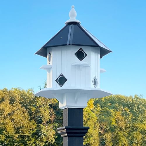 Wing & A Prayer Castle Bird House with Slate Colored Mounting Post