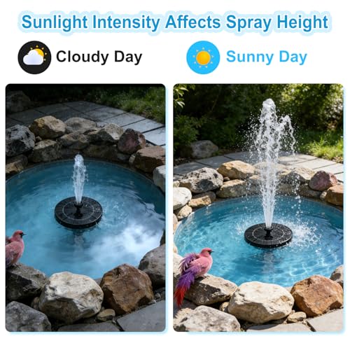 3.5W Solar Fountain with 6-in-1 Spray Nozzles & 4 Fixed Rods | 2026 Upgraded Free Standing Floating Solar Fountain, Solar Fountain for Bird Bath, Garden, Pond, Pool, Outdoor - color: 3.5w Solar Water Fountain