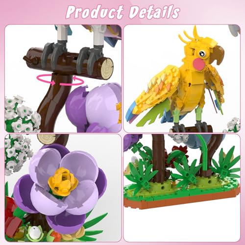 aphpaio Love Birds Building Toy Set, Valentines Day Gift for Lover Adults | Cockatiel Lover Birds Building Blocks, Home Love Decor ,Valentines Day Easter Birthday for Mom Lover Adults Kids