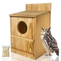 Owl House,Wooden Owl Box,Owl Houses for Outdoors, Suitable for Screech Owl Nesting Box and Kestrels, Easy Assembly with Circular Opening, Includes Mounting Screws and Wood Shavings
