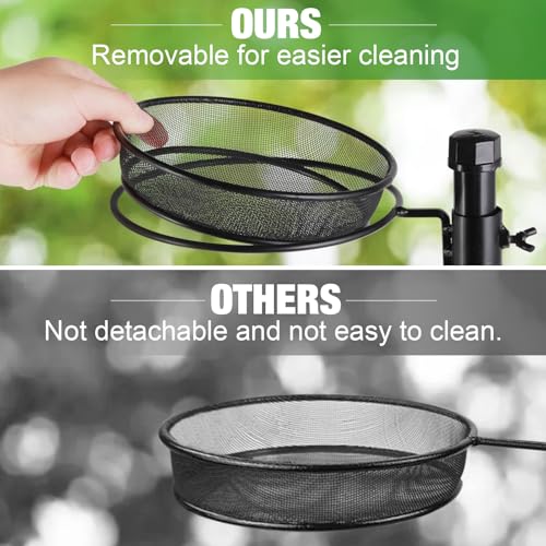 Urban Deco Wall Mounted Bird Feeder With Detachable Tray and 2 Water Bowls for Balcony, Yard, Fence, and Tree - Black - color: wall mounted bird feeder black