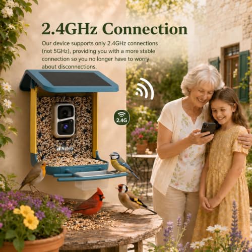 Bird Feeder with Camera Solar Powered, 2K HD Live, AI Bird ID 1.8L | 2.4g WIFI,Bird Instant Alerts, 1.8L Large-Capacity Hopper, Weatherproof Design, Easy Refill, Gift for Bird Lovers Elderly - color: Dark Blue