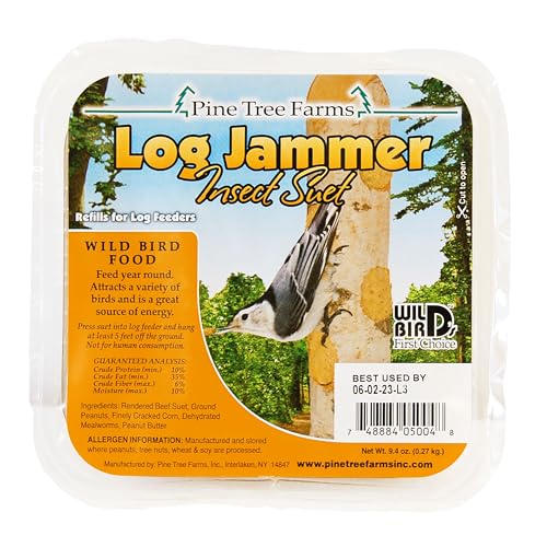 12 Pack Pine Tree Farms Log Jammer Insect Suet 3 Plugs Per Pack (36 Plugs Total) - size: 3 Count (Pack of 12)