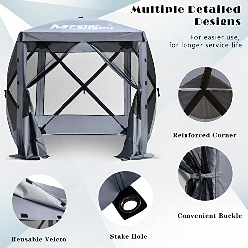 MASTERCANOPY 6x6 Portable Screen House Room Pop up Gazebo Outdoor Camping Tent with Carry Bag (6x6,Grey) - color: Gray, size: 6x6 ft