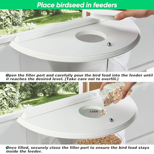 Window Bird Feeders for Viewing Inside House, 180° Clear View, Stable & Durable, Easy to Install and Feed, Windproof Baffle, No Gaps, for 24-38 Inch Windows