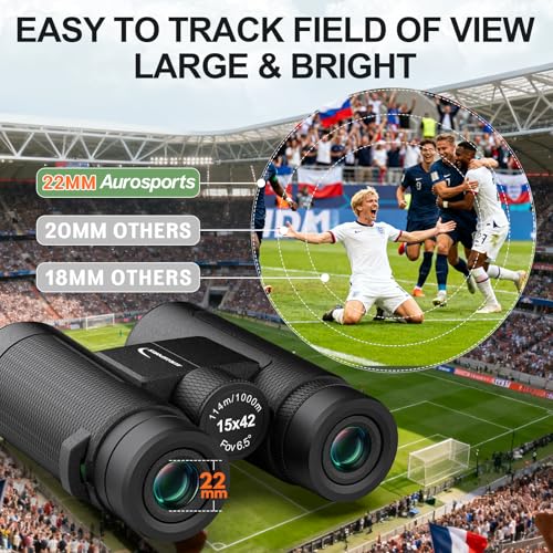 15x42 Binoculars for Adults High Powered for Bird Watching Cruise Ship | FMC BAK4 Optics for Wide HD View, Portable Lightweight Binoculars for Hunting Traveling, Easy Focus with Phone Adapter