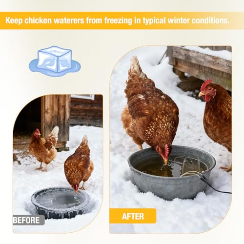 Chicken Water Heater Cord, 39W Heated Cable for Poultry Waterers-2Pack | Prevents water freezing,Safe Poultry Water Heating for Chickens, Ducks and Other Small Animals(Waterer Not Included)