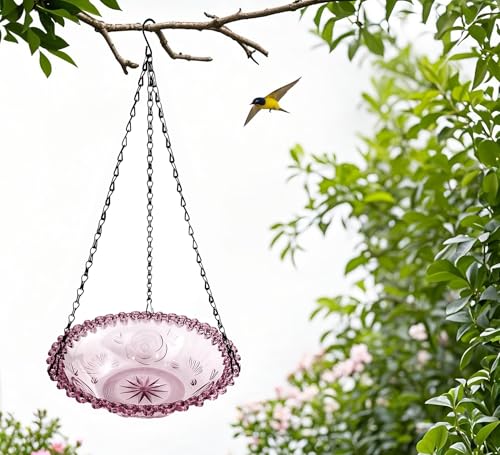 Hanging Bird Bath Bowl, 2 Pack Bird Bath for Outside, Hummingbird Bath and Feeder Set, Hanging Bird Bath Hanging Bird-Feeder for Garden Backyard Decor(Purple)