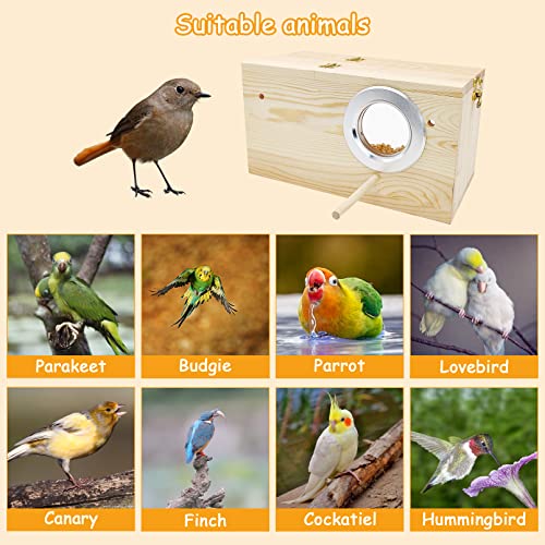 PINVNBY Natural Wood Parakeet Nesting Box Budgie Breeding Box Acrylic Bird Nest for Cage Transparent Panoramic for Parrots, Cockatiels, Lovebirds, Canaries, and Small Birds (M: 9.8 x 5.1 x 5.1 inch) - size: M: 9.8 x 5.3 x 5.3 inch