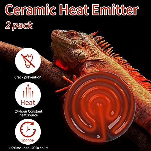 150W Ceramic Heat Emitter (2 Pack), Reptile Heat Lamp Bulbs, Ceramic Heater for Amphibian, Pet Brooder Coop, Chicken, Dog, Cat - size: 150*2