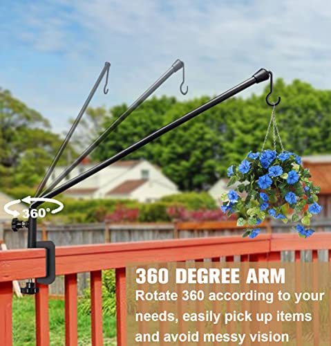 38 Inch Extended Reach Deck Hook Hanger for Railing, 2 Packs | Heavy Duty Outdoor Plant Hook Holder for Hanging Bird Feeder Flower Basket Planter or Lanterns - size: 38 Inch 2 Pack