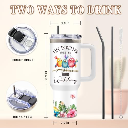 DUUV Bird Watching Tumbler 40oz, Insulated Birds Lover Gift for Women | Funny Bird Lover Cup Leakproof, Birds Watching Gift Mug, Birthday Christmas Ideal Gifts for Birders Lovers Women Man, 1 Pack - color: Three Birds