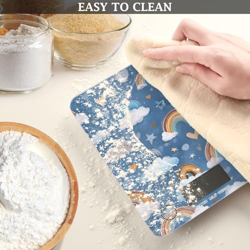 Food Scale Kitchen Scale Food Weight Scales Digital Weight Grams and Ounces Small Electronic Food Scale for Baking Cooking Blue Cute Rainbow Hearts Clouds Stars - color: Blue Cute Rainbow Hearts Clouds Stars