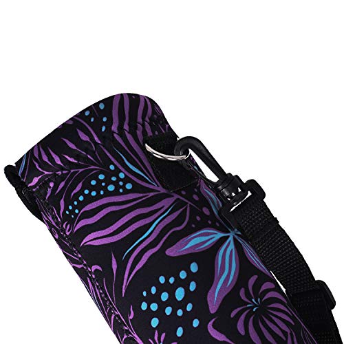 AMARY 500ML Neoprene Water Bottle Carrier Bag with Adjustable Shoulder Strap,Insulated Water Bottle Cover for Stainless Steel/Glass/Plastic Bottles 16.9OZ (Flowers-2) - color: Flowers-2