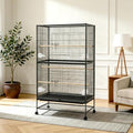 60" H Large Bird Cage, Rolling Bird Cage with Storage Stands, Feed Bowls, Wide Flight Parakeet Cage for Macaw, Parakeets, Conures, Cockatiel, Cockatoo - size: 60.0"L x 36.2"W x 22.4"H