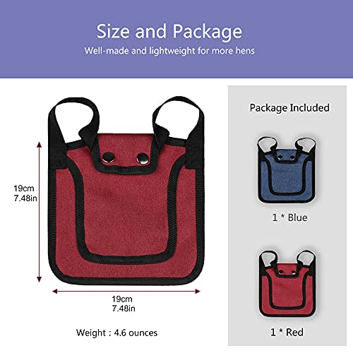 2 Pieces Premium Chicken Saddle for Hens and Roosters, Outdoor Hen Saddles with Adjustable Strap, Chicken Sweater Aprons, Birds Feather Protector for Back and Sides, Suitable for 5-7.6lbs, Red & Blue