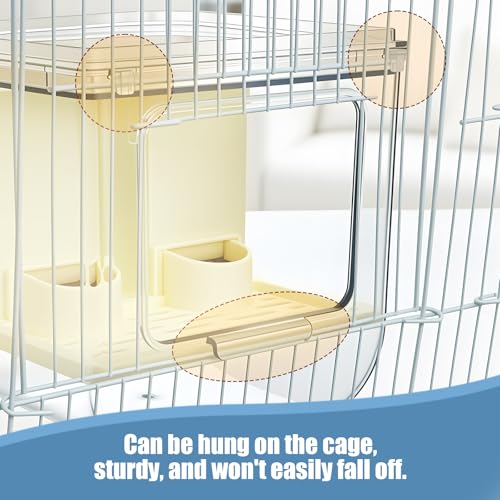 No Mess Automatic Bird Feeder, 2-in-1 Large Capacity Feeding Bowl for Birdcage, Multifunctional Food Container and Bathtub, Transparent Seed Food Container (Transparent)