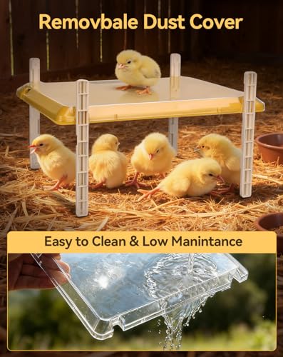 Smart Chicken Brooder Heater, 16"x11" Chick Heat Plate | 13 Temperature and 7 Timer Settings, 200W Coop Heating, UL Certified Safety for 20 Small Chicks Poultry